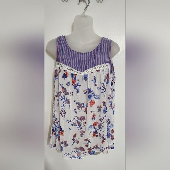 Anthropologie Tops - FIGUEROA AND FLOWER Floral Sheer Sleeveless Blouse size PXL